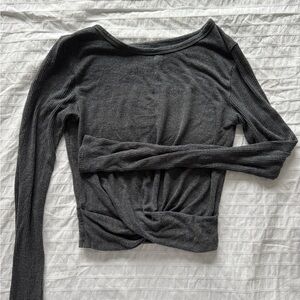 ALO Yoga Charcoal Twist-Front Long Sleeve Top